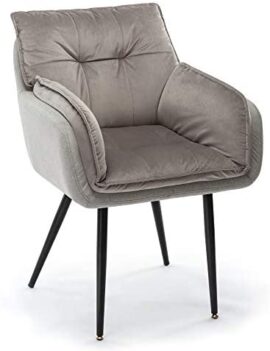 Chaise de Salle à Manger, Chaise de Loisirs en Velours Gris, Canapé à 1 Place, Siège d’accueil pour Salon/Chambre/Balcon Chaise de Salle à Manger, Chaise de Loisirs en Velours Gris, Canapé à 1 Place, Siège d’accueil pour Salon/Chambre/Balcon