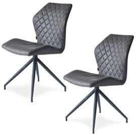 Damiware Rocky Lot de 2 Chaises Salle à Manger Confort Revêtement en Tissu (Stone)