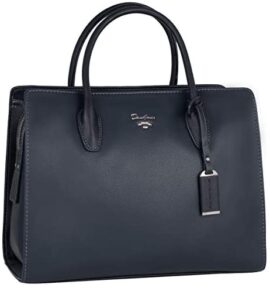 David Jones - Grand Sac à Main Femme - Cabas Fourre-Tout Cuir PU - Sac Multi Poche Plusieurs Compartiments Porté Epaule Bandoulière - Sac Ville Travail Elégant Classique Mode Chic - Bleu Foncé