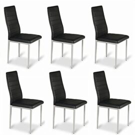 Designetsamaison Lot 6 chaises Salle à Manger Noires – Lena Designetsamaison Lot 6 chaises Salle à Manger Noires – Lena