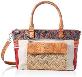 Desigual Fabric Hand Bag, Handbag Femme, Marron, Taille Unique