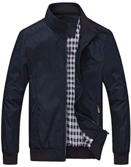 FTCayanz Blouson Homme Casual Léger Veste Mi Saison Manches Longues Col Montant Manteau S-3XL