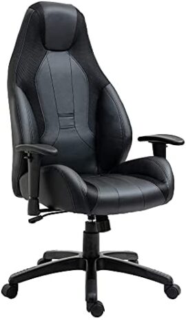 Fauteuil de bureau gamer ergonomique grand confort dossier bascule hauteur accoudoirs réglable PU noir Fauteuil de bureau gamer ergonomique grand confort dossier bascule hauteur accoudoirs réglable PU noir