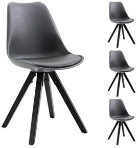 IDIMEX Lot de 4 chaises de Salle à Manger RETO Style scandinave Design Nordique avec piètement en Bois Massif de Coloris Noir, siège Coque en Plastique Gris IDIMEX Lot de 4 chaises de Salle à Manger RETO Style scandinave Design Nordique avec piètement en Bois Massif de Coloris Noir, siège Coque en Plastique Gris