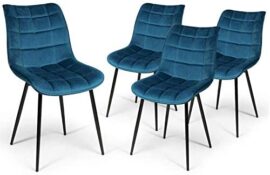 IDMarket – Lot de 4 chaises Mady en Velours Bleu pour Salle à Manger IDMarket – Lot de 4 chaises Mady en Velours Bleu pour Salle à Manger