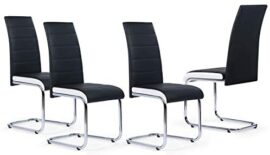 IDMarket - Lot de 4 chaises Mia Noires liseré Blanc pour Salle à Manger