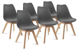 IDMarket - Lot de 6 chaises SARA Gris foncé pour Salle à Manger