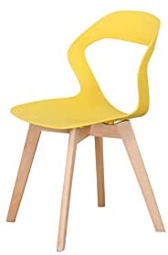 MeillAcc Lot de 4 chaises de salle à manger creuses en plastique pour salon, salle à manger, chambre à coucher, jaune MeillAcc Lot de 4 chaises de salle à manger creuses en plastique pour salon, salle à manger, chambre à coucher, jaune