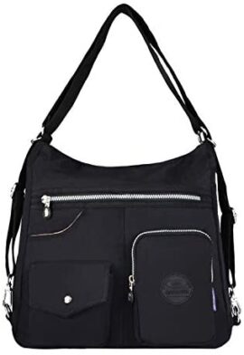 NOTAG Sac à Main Femmes, Multi Poches Sac Bandoulière Imperméable en Nylon Sac Cabas avec Voyage