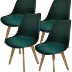 RED DECO Lot de 4 chaises de Salle à Manger scandinaves Pieds Bois hêtre LAGOM Assise Simili Cuir Vert foncé