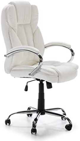 VS Venta-stock Fauteuil de Bureau à Hauteur réglable et inclinable Nixon tapissé en Similicuir, Couleur Blanche, métal chromé. VS Venta-stock Fauteuil de Bureau à Hauteur réglable et inclinable Nixon tapissé en Similicuir, Couleur Blanche, métal chromé.