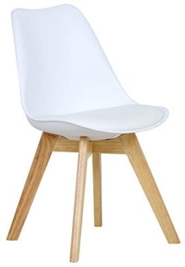 WOLTU 1 X Chaise Salle à Manger Chaise de Cuisine en Similicuir + Plastique + Bois,Blanc BH29ws-1