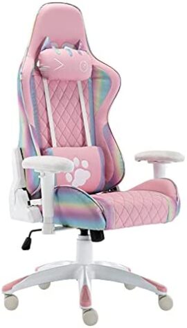 Wahson Chaise de Jeu Fauteuil pivotant Chaise Gaming Chaise de Bureau reglable en Hauteur avec appuie-tête et Support Lombaire Siège inclinable pour e-Sports Gamer (Blanc+Rose) Wahson Chaise de Jeu Fauteuil pivotant Chaise Gaming Chaise de Bureau reglable en Hauteur avec appuie-tête et Support Lombaire Siège inclinable pour e-Sports Gamer (Blanc+Rose)