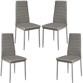 YIFAA Lot de 4 Chaises de Salle à Manger en Similicuir,Chaises de Cuisine avec Haut Dossier (4-Gris)