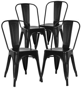 ZMALL Lot de 4 chaises de salle à manger en métal empilables pour intérieur ou extérieur, design de style industriel pour une cour, un bistrot, une cuisine, un café, un bar ZMALL Lot de 4 chaises de salle à manger en métal empilables pour intérieur ou extérieur, design de style industriel pour une cour, un bistrot, une cuisine, un café, un bar