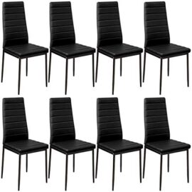 tectake 800881 Lot de 8 Chaises de Salle à Manger 41x45x98,5cm Design épuré Cadre en Acier - Diverses Couleurs (Noir)