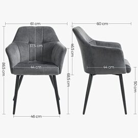 SONGMICS Chaises de Salle à Manger, Lot de 2, Fauteuils de Cuisine en Velour, Sièges Rembourrés, Pieds en Métal, Dossier Haut, Assise Large, pour Cuisine, Salon, Chambre, Gris LDC071G02 SONGMICS Chaises de Salle à Manger, Lot de 2, Fauteuils de Cuisine en Velour, Sièges Rembourrés, Pieds en Métal, Dossier Haut, Assise Large, pour Cuisine, Salon, Chambre, Gris LDC071G02 7