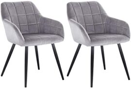 WOLTU Lot de 2 Chaises de Salle à Manger avec accoudoirs, Chaise de Salon Structure en métal et Assise en Velours,Gris BH93gr-2