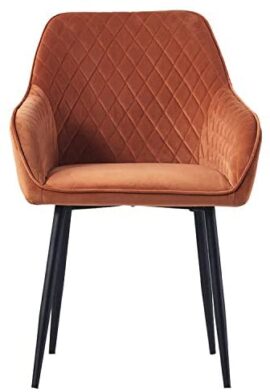 JYMTOM Lot de 2 Chaises en Velours au Style Moderne avec Dossier et Accoudoirs et Des Pieds en Métal (Orange) JYMTOM Lot de 2 Chaises en Velours au Style Moderne avec Dossier et Accoudoirs et Des Pieds en Métal (Orange) 4