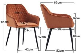 JYMTOM Lot de 2 Chaises en Velours au Style Moderne avec Dossier et Accoudoirs et Des Pieds en Métal (Orange) JYMTOM Lot de 2 Chaises en Velours au Style Moderne avec Dossier et Accoudoirs et Des Pieds en Métal (Orange) 3