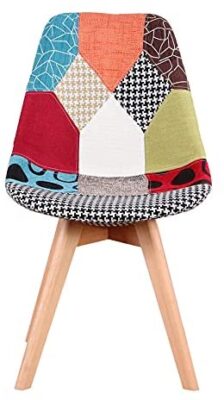 Ensemble de chaises de Salle à Manger Modernes du Milieu du siècle de 4 chaises rembourrées en Patchwork avec Pied de Chaise en hêtre Massif pour Le Salon de la Chambre Ensemble de chaises de Salle à Manger Modernes du Milieu du siècle de 4 chaises rembourrées en Patchwork avec Pied de Chaise en hêtre Massif pour Le Salon de la Chambre 3