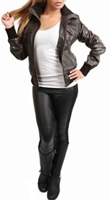 Femmes Bomber Veste en Cuir Véritable Court Décontractée Ajustement Mince Blouson Motto Marron Femmes Bomber Veste en Cuir Véritable Court Décontractée Ajustement Mince Blouson Motto Marron 4