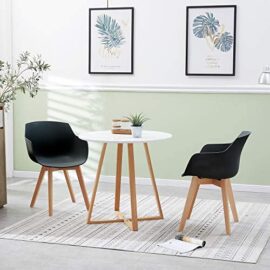 Lot de 4 Chaise Salle à Manger, H.J WeDoo Fauteuils Scandinave de Chaise latérale Design rétro avec Jambe de Bois de hêtre Massif – Noir Lot de 4 Chaise Salle à Manger, H.J WeDoo Fauteuils Scandinave de Chaise latérale Design rétro avec Jambe de Bois de hêtre Massif – Noir 5