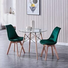 BenyLed Lot de 4 Chaises de Salle à Manger en Velours avec Assise Rembourrée et Pieds en Bois Idéal pour Salle à Manger, Salon, Chambre, etc. (Vert foncé) BenyLed Lot de 4 Chaises de Salle à Manger en Velours avec Assise Rembourrée et Pieds en Bois Idéal pour Salle à Manger, Salon, Chambre, etc. (Vert foncé) 7