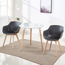 Lot de 4 Chaise Salle à Manger, H.J WeDoo Fauteuils Scandinave de Chaise latérale Design rétro avec Jambe de Bois de hêtre Massif – Noir Lot de 4 Chaise Salle à Manger, H.J WeDoo Fauteuils Scandinave de Chaise latérale Design rétro avec Jambe de Bois de hêtre Massif – Noir 2