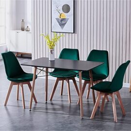 BenyLed Lot de 4 Chaises de Salle à Manger en Velours avec Assise Rembourrée et Pieds en Bois Idéal pour Salle à Manger, Salon, Chambre, etc. (Vert foncé) BenyLed Lot de 4 Chaises de Salle à Manger en Velours avec Assise Rembourrée et Pieds en Bois Idéal pour Salle à Manger, Salon, Chambre, etc. (Vert foncé) 8