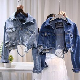 Femmes Fashion Streetwear Vestes 2019 Automne Blue Blue Holes Denim Veste Vintage Courts Courts Jeans Harajuku Crayed Vestes Femmes Fashion Streetwear Vestes 2019 Automne Blue Blue Holes Denim Veste Vintage Courts Courts Jeans Harajuku Crayed Vestes