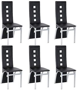 Flyelf Lot de 6 Chaises de Salle à Manger, Dossier Haut Siège Large, Meubles de Salle à Manger de Cuisine (Lot de 6,Noir) Flyelf Lot de 6 Chaises de Salle à Manger, Dossier Haut Siège Large, Meubles de Salle à Manger de Cuisine (Lot de 6,Noir)