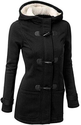 GHYUGR Femmes Manteaux à Capuche Bouton Corne Blouson Veste Jacket Chaud Épais Hoodie Hoody Outwear Automne Hiver Slim Fit