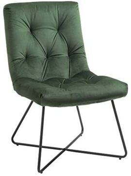 HOMCOM Chaise Design néo-rétro Assise Dossier capitonné piètement croisé métal Noir Velours Vert HOMCOM Chaise Design néo-rétro Assise Dossier capitonné piètement croisé métal Noir Velours Vert