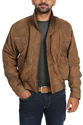 Hommes Blouson en Cuir Classique Robert Marron Nubuck Bomber Manteau Hommes Blouson en Cuir Classique Robert Marron Nubuck Bomber Manteau