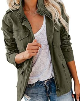 Imily Bela Veste Femme Militaire Blouson Parka pour Femme Mi-Saison Manteau Court Utility Jacket