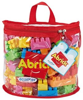 Jouets Ecoiffier -846 - Sac demi-lune et ses briques à empiler Abrick – Jeu de construction pour enfants – 100 pièces – Dès 18 mois – Fabriqué en France