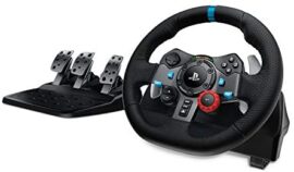 Logitech G29 Driving Force Volant de Course avec Pédales, Retour de Force Réaliste, Palettes Volant en Acier Inoxydable, Volant en Cuir, Rotation du Volant à 900°, Prise EU, PS5, PS4, PC, Mac - Noir