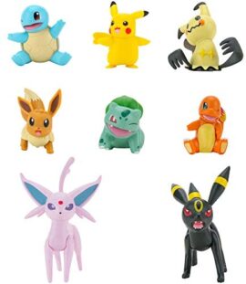 Pokemon Figurines de Combat 8 Pièces - Charmander, Bulbasaur Squirtle, Mimikyu, Pikachu, Eevee, Umbreon, Espeon - Produit Officiel Jouet Pokemon