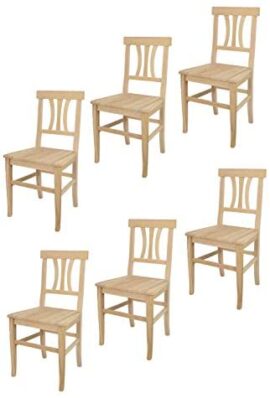 t m c s Tommychairs - Set 6 chaises Artemisia pour Cuisine, Bar et Salle à Manger, Robuste Structure en Bois de hêtre Poli, Non traité, 100% Naturel et Assise en Bois