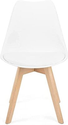 Lot de 4 chaises tulipe de salle à manger, cuisine, bar, assise avec pieds en bois de hêtre, bureau, blanc Lot de 4 chaises tulipe de salle à manger, cuisine, bar, assise avec pieds en bois de hêtre, bureau, blanc 9