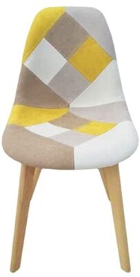 HOME DECO FACTORY Lot de 2 Chaises Patchwork, Hêtre, Jaune, 58×86,5×47 cm HOME DECO FACTORY Lot de 2 Chaises Patchwork, Hêtre, Jaune, 58×86,5×47 cm 2