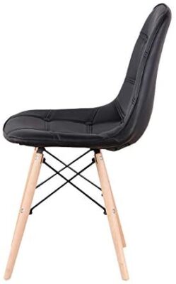 Lot de 4 chaises de salle à manger en cuir synthétique capitonné avec boutons et pieds en bois pour salle à manger, chambre à coucher, salon Lot de 4 chaises de salle à manger en cuir synthétique capitonné avec boutons et pieds en bois pour salle à manger, chambre à coucher, salon 4