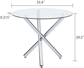 Ensemble de Salle à Manger Moderne avec Table Ronde en Verre et 4 chaises Shepping pour Salle à Manger, Cuisine, Salon (Table Ronde + Quatre chaises) (Table Ronde + Quatre chaises à Archet) Ensemble de Salle à Manger Moderne avec Table Ronde en Verre et 4 chaises Shepping pour Salle à Manger, Cuisine, Salon (Table Ronde + Quatre chaises) (Table Ronde + Quatre chaises à Archet) 3