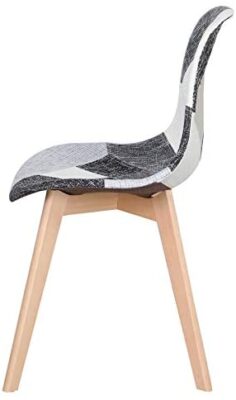 Lot de 4 Chaise Patchwork Design Rétro,Chaises de Salle à Manger rembourrées avec Pieds en hêtre,Convient pour Salle à Manger Restaurant Salon(Gris) Lot de 4 Chaise Patchwork Design Rétro,Chaises de Salle à Manger rembourrées avec Pieds en hêtre,Convient pour Salle à Manger Restaurant Salon(Gris) 4