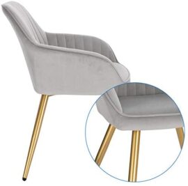 Lestarain Chaise de Salle à Manger(1 pièce) avec Dossier et Accoudoir,Chaise de Cuisine Moderne Fauteuil Scandinave Assise en Velours et Pieds en Métal,Gris Clair Lestarain Chaise de Salle à Manger(1 pièce) avec Dossier et Accoudoir,Chaise de Cuisine Moderne Fauteuil Scandinave Assise en Velours et Pieds en Métal,Gris Clair 6