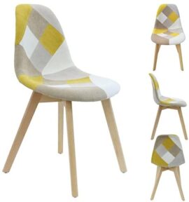 HOME DECO FACTORY Lot de 2 Chaises Patchwork, Hêtre, Jaune, 58×86,5×47 cm HOME DECO FACTORY Lot de 2 Chaises Patchwork, Hêtre, Jaune, 58×86,5×47 cm 8