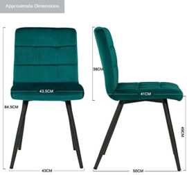 DUHOME Chaise Salle à Manger en Tissu (Velours) sélection de Couleur Chaise rembourrée Design Retro avec Pieds en métal 8043B, Couleur:Vert Bleu, matière:Velours DUHOME Chaise Salle à Manger en Tissu (Velours) sélection de Couleur Chaise rembourrée Design Retro avec Pieds en métal 8043B, Couleur:Vert Bleu, matière:Velours 2