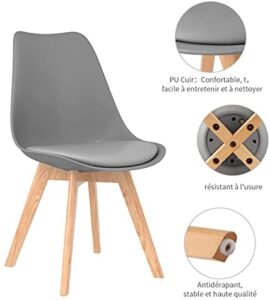 Lot de 6 Chaises de Salle à Manger en Chêne – Chaise Scandinave avec Rembourrée Confort Ergonomique Design Rétro – Chaise de Bureau Cuisine Pieds de chêne – Gris Lot de 6 Chaises de Salle à Manger en Chêne – Chaise Scandinave avec Rembourrée Confort Ergonomique Design Rétro – Chaise de Bureau Cuisine Pieds de chêne – Gris 4