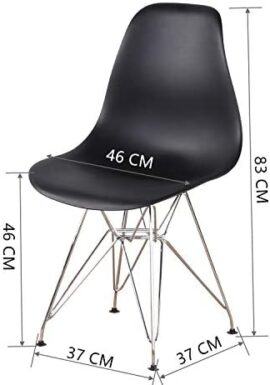 Lot de 4 chaises de salle à manger modernes de style européen avec pieds en bois et peinture respectueuse de l’environnement, noir, blanc (noir) Lot de 4 chaises de salle à manger modernes de style européen avec pieds en bois et peinture respectueuse de l’environnement, noir, blanc (noir) 2